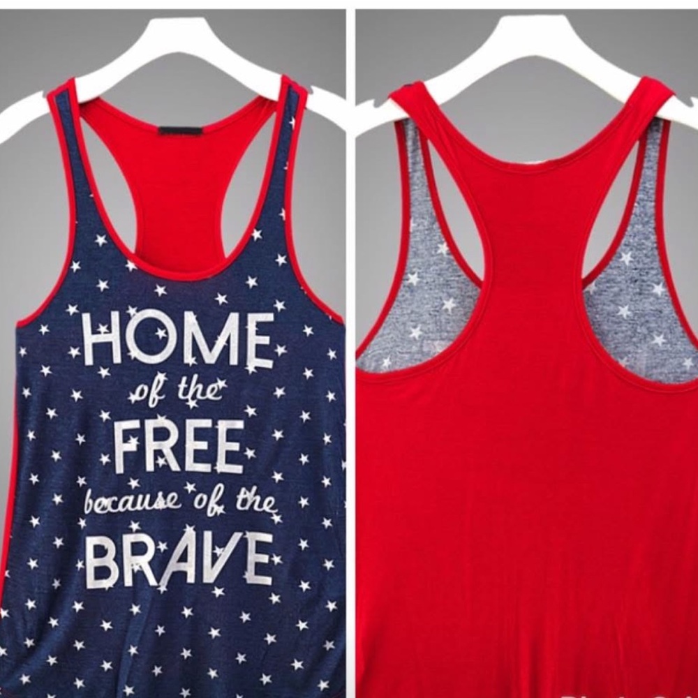 4th of July Patriotic Star Racerback Tank Top | Blue & Red | Size M